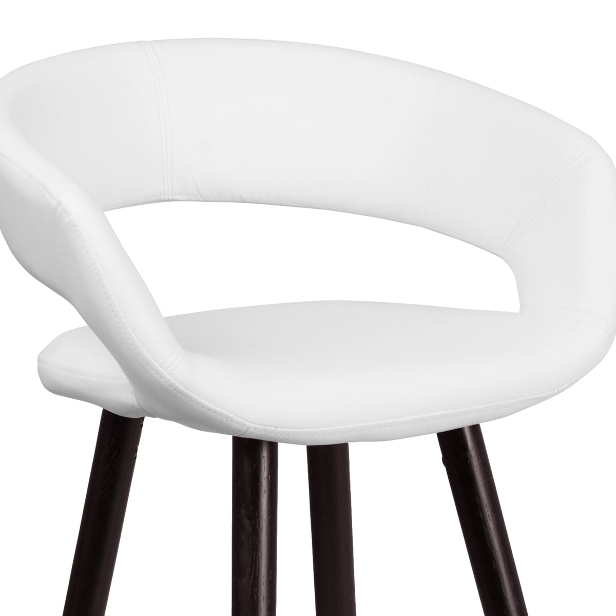 Cappuccino Wood Barstool with White Vinyl M69717