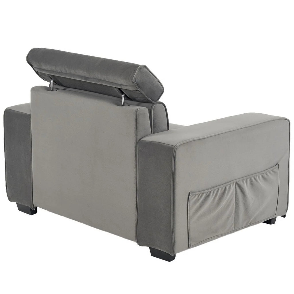 Brown Single Sofa with Side Pockets J80075