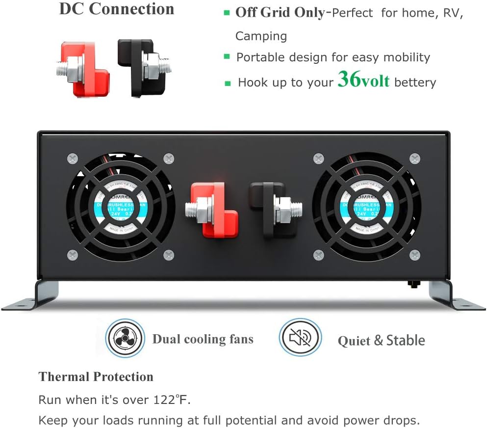 Pure Sine Wave 3500W Power Inverter with Dual AC Outlets V2212