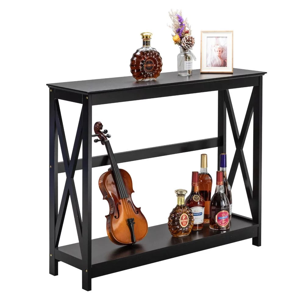 Black 2 Tier Console Table D7557