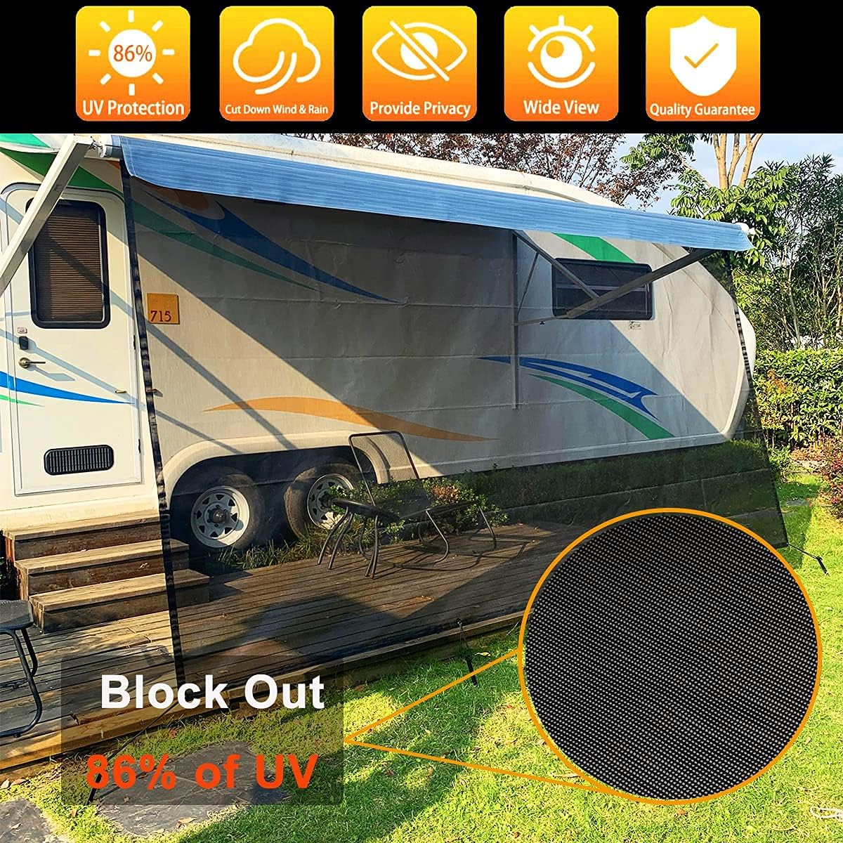 9' X 15' RV Awning Sun Shade Screen X2228