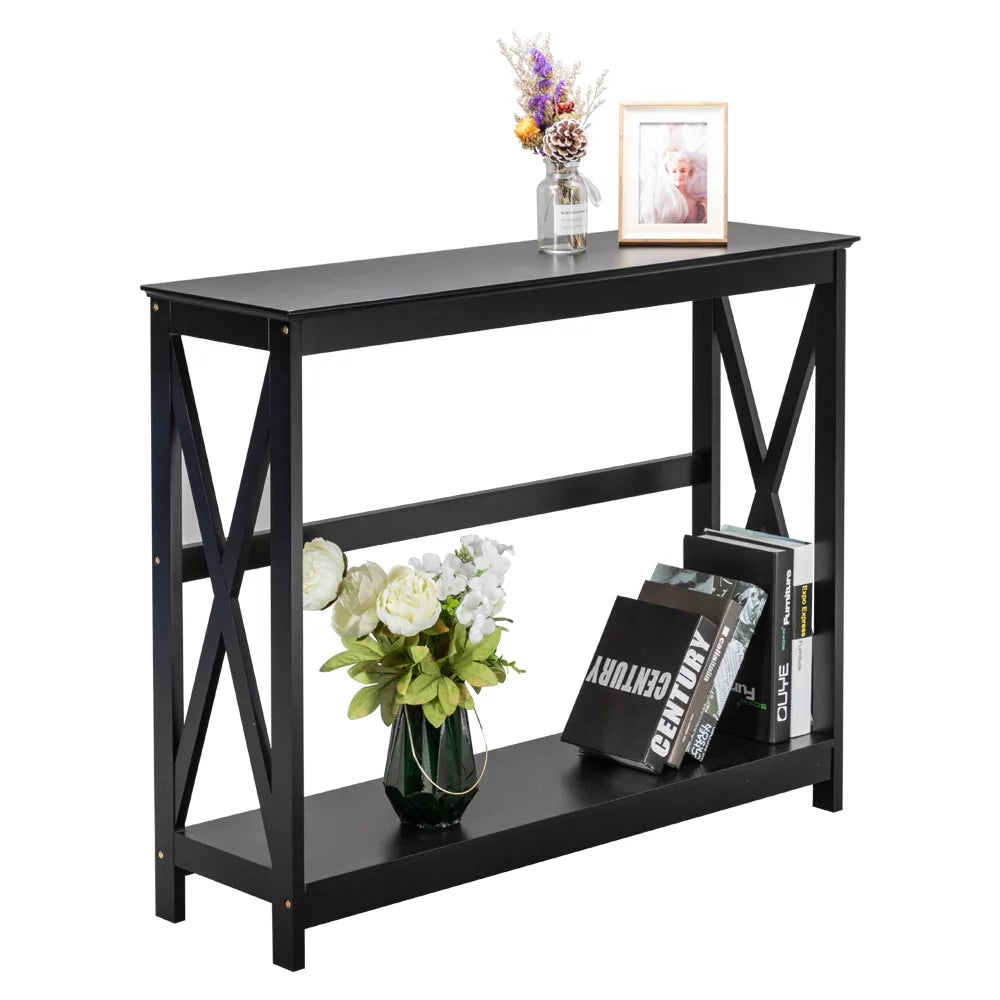 Black 2 Tier Console Table D7557