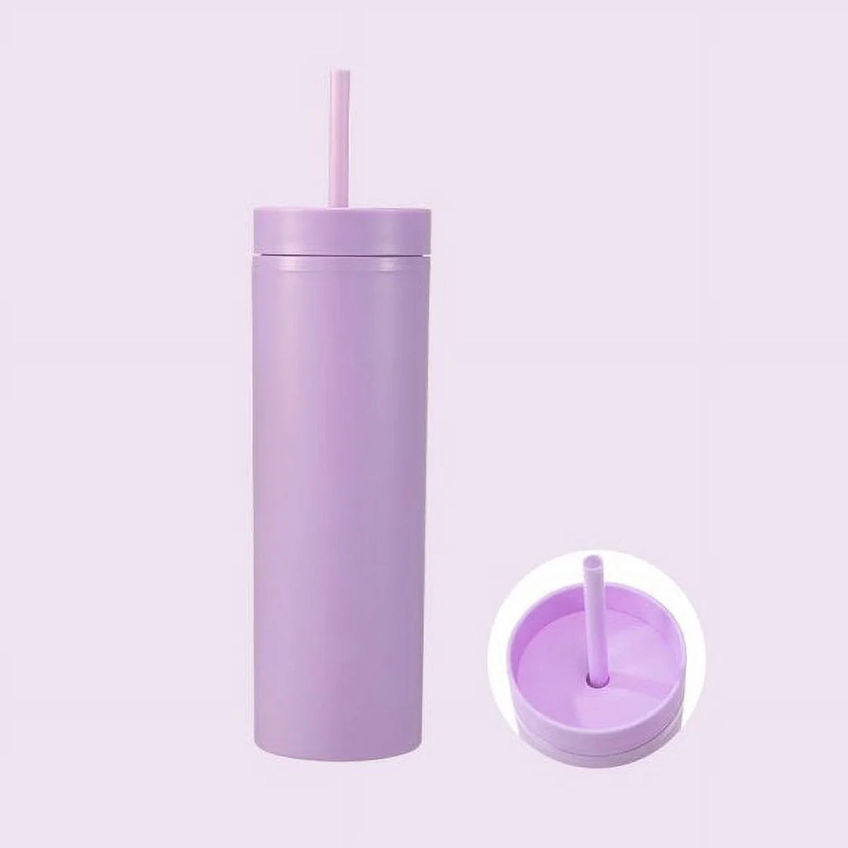 16oz Tumbler with Lid and Straw Double Wall Plastic Cup BPA Free P2383