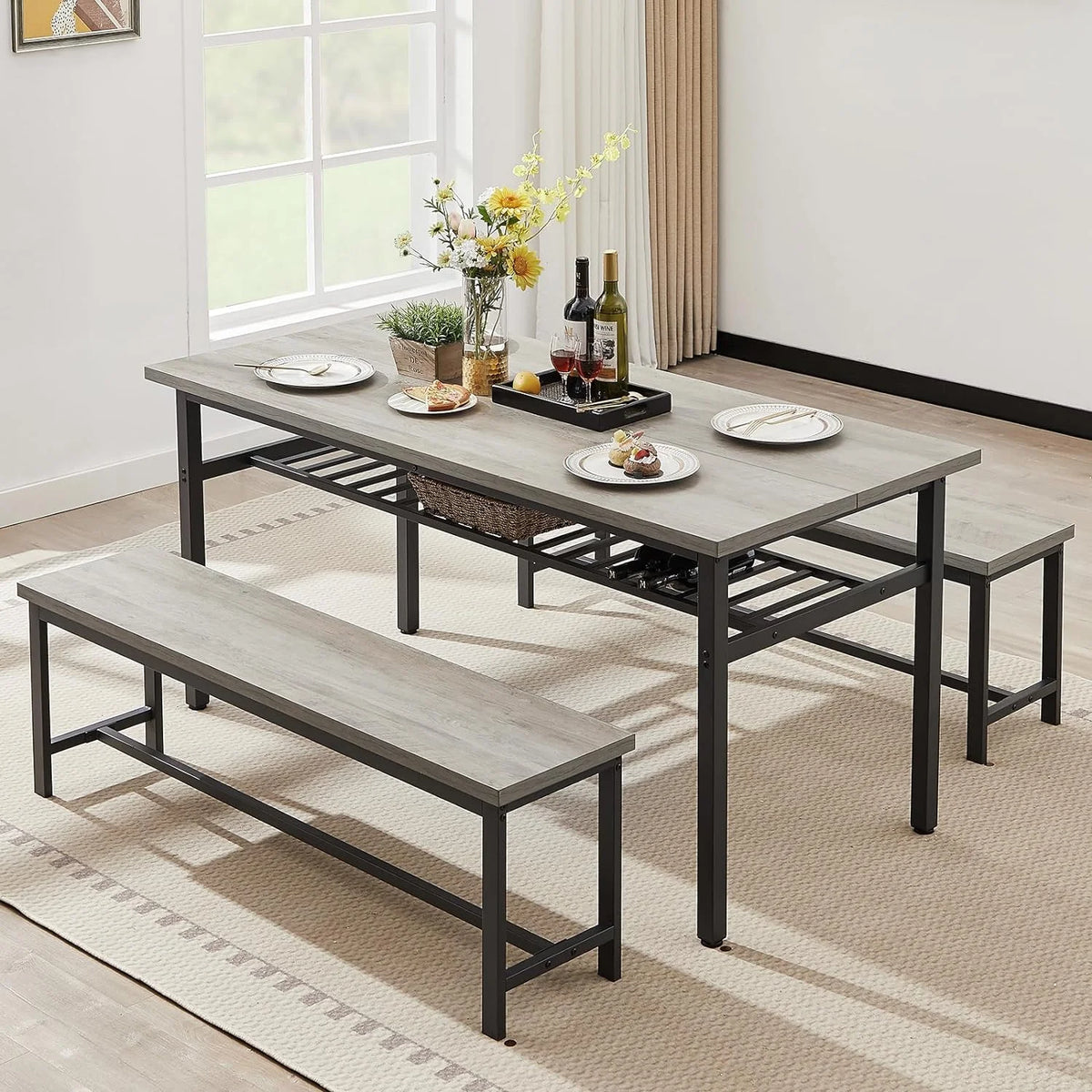 67" Dining Table Set for 6 with 2 Benches M85502