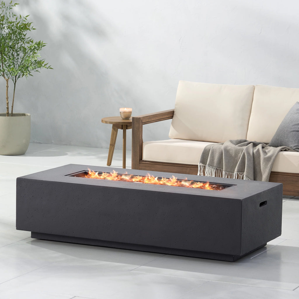 Lightweight Concrete Outdoor 50,000 BTU Rectangular Fire Pit B378