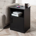 Black Nightstand with Storage and 3 USB Ports C2815