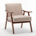 Light Camel Microfiber Accent Chair with Solid Wood Frame F8978