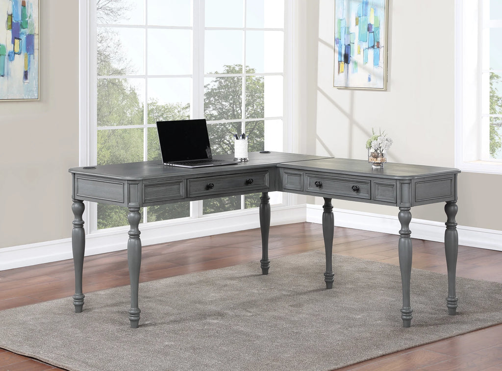 L-Shape Engineered Wood Desk with Power J9742
