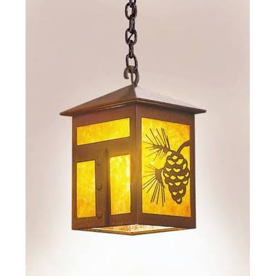 1-Light Outdoor Hanging Lantern Rust Amber Mica Z6054