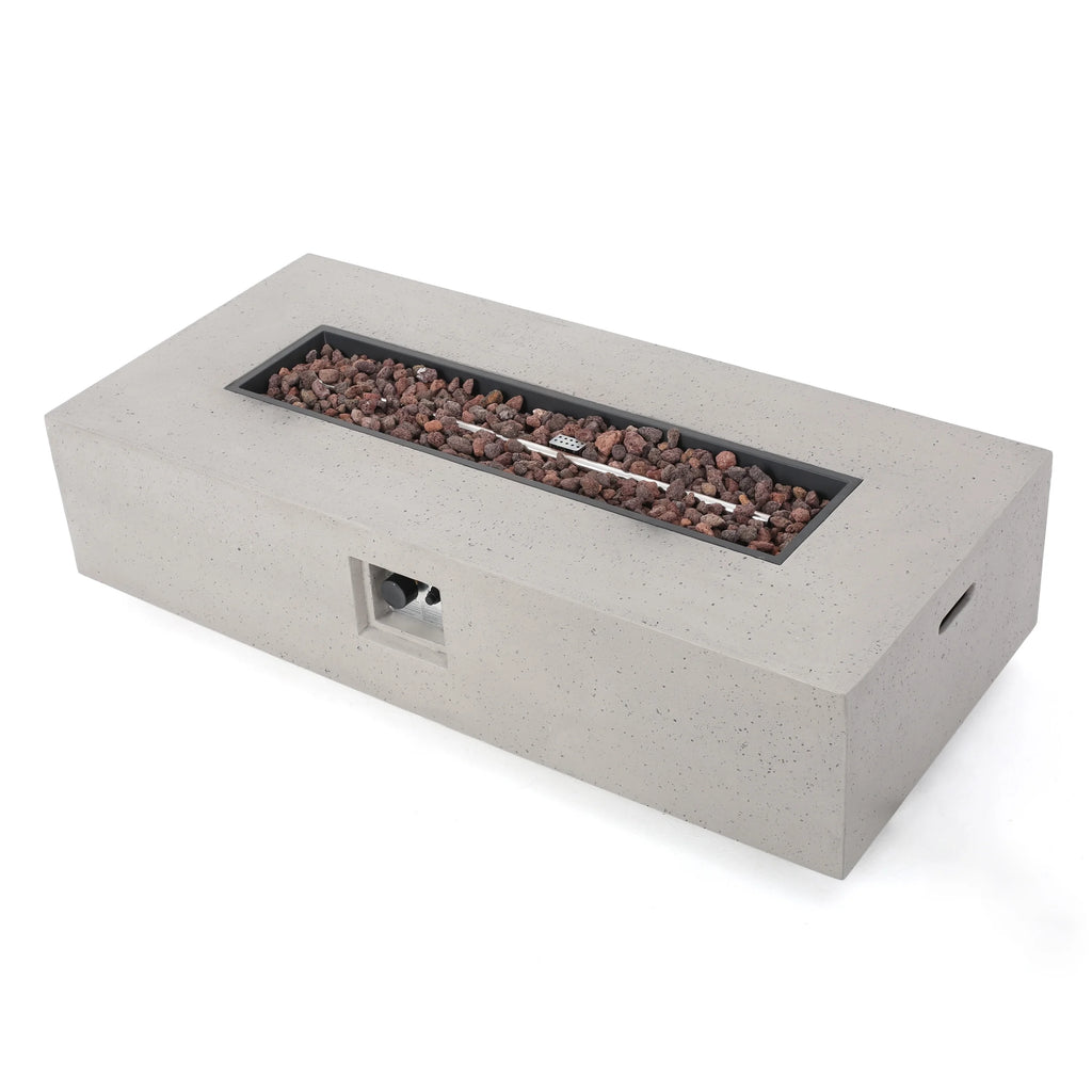 Lightweight Concrete Outdoor 50,000 BTU Rectangular Fire Pit B378