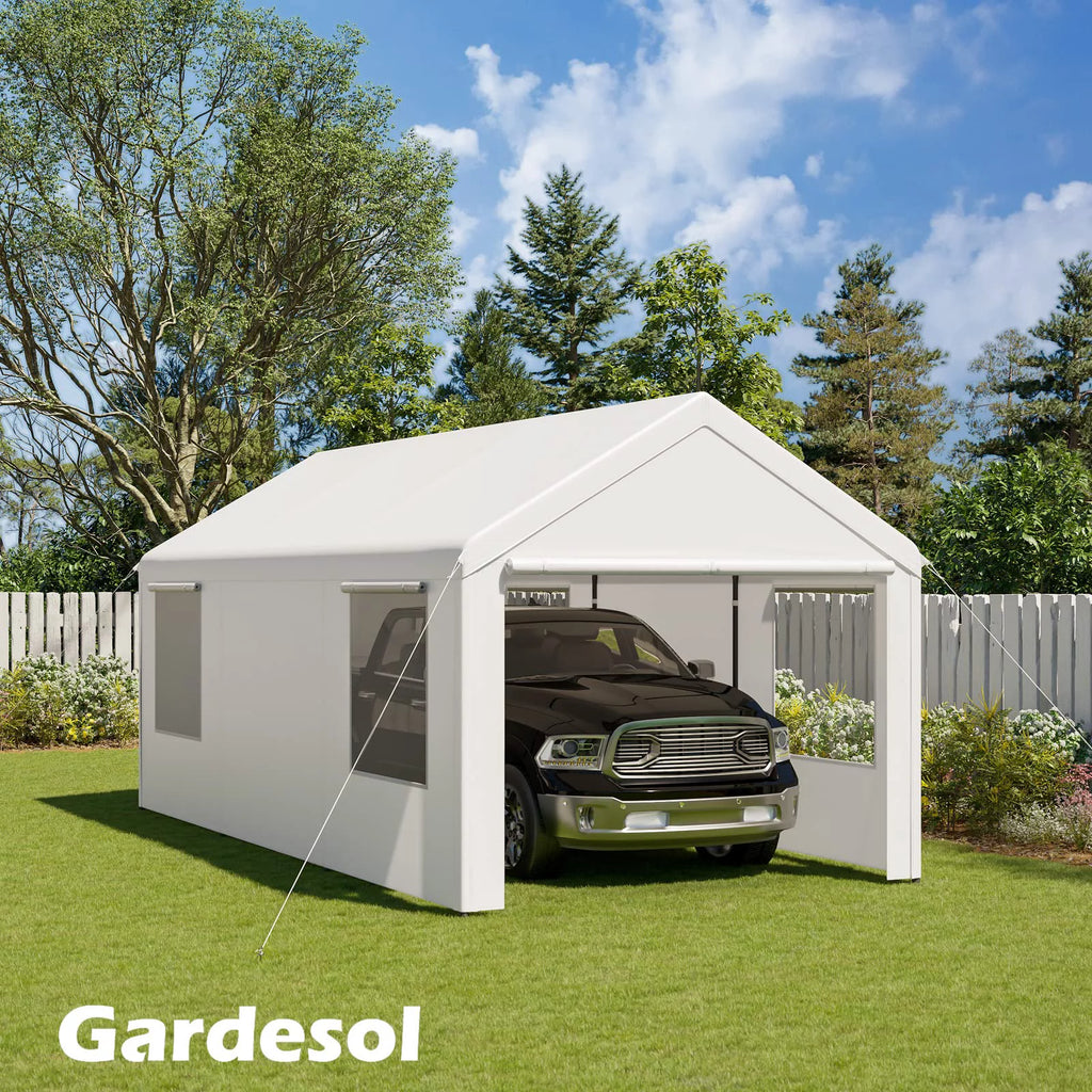 12'x20' Heavy Duty Carport with Removable Sidewalls & Doors E19136