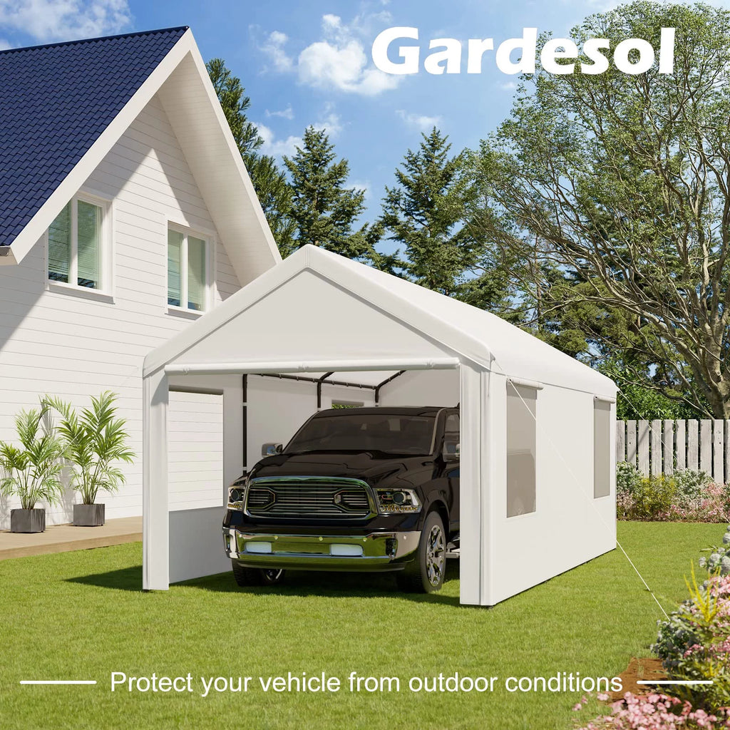 12'x20' Heavy Duty Carport with Removable Sidewalls & Doors E19136