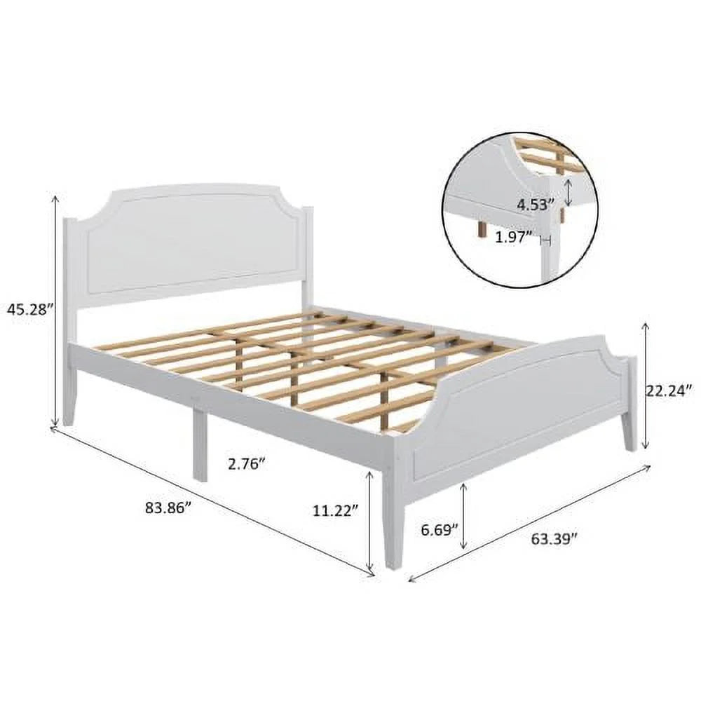 White Solid Wood Queen Size Bed Frame B63186