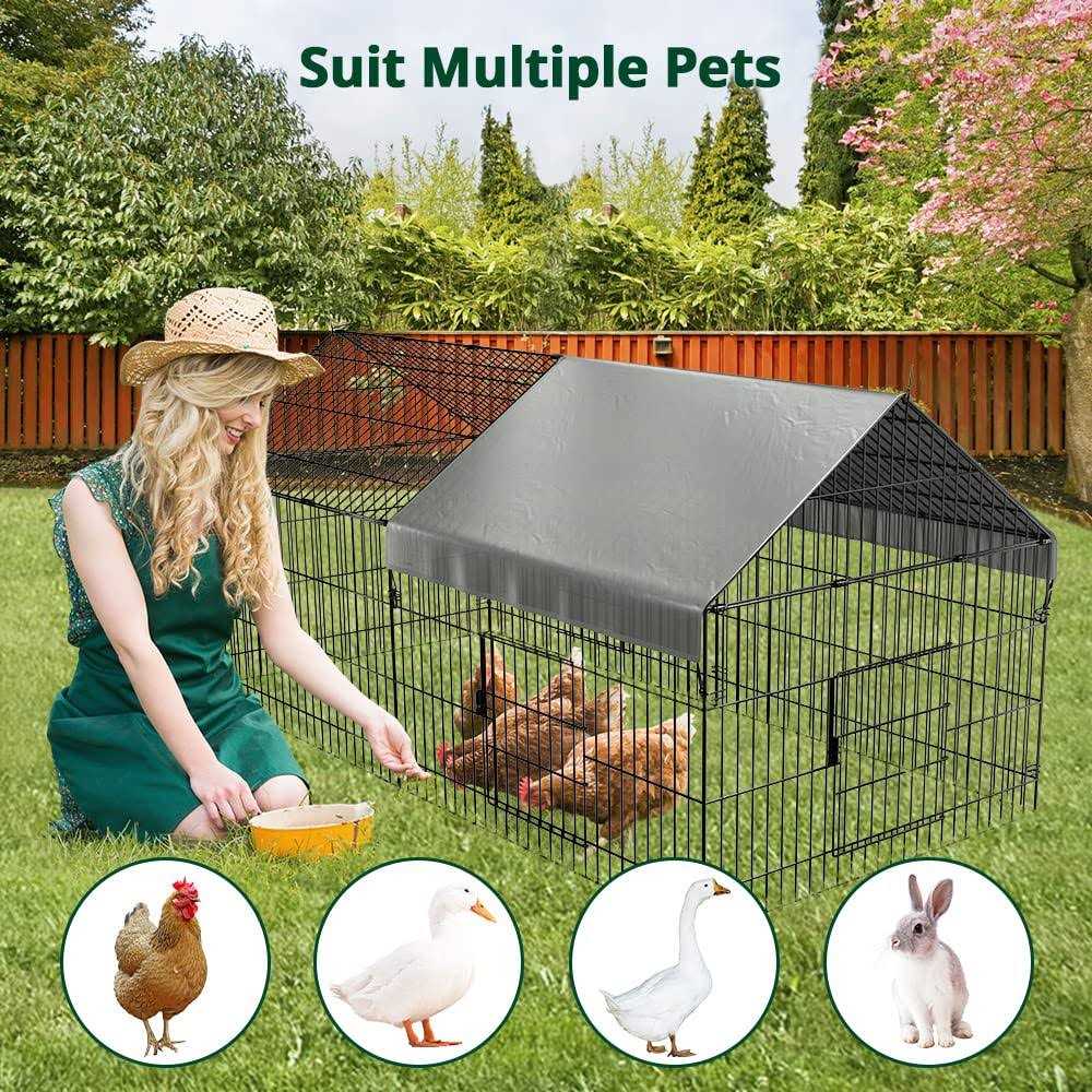 Chicken Coop with Cover Metal Portable D925798