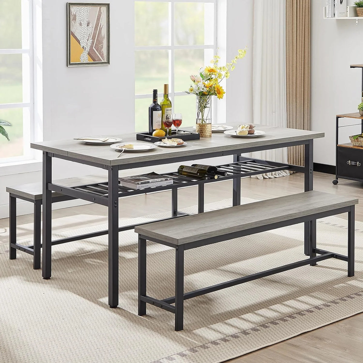 67" Dining Table Set for 6 with 2 Benches M85502