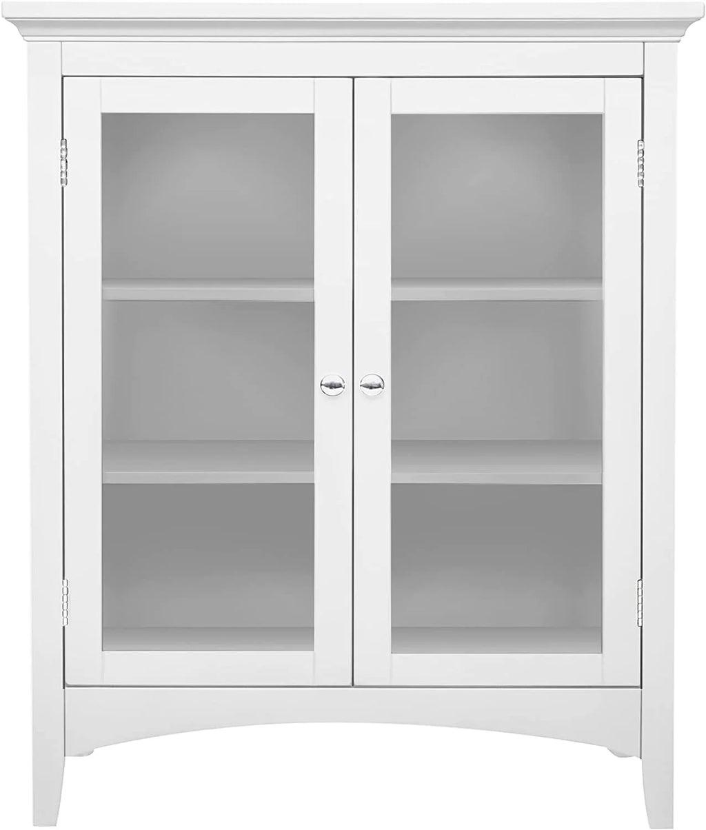 White 2-Door Wooden Floor Cabinet with Adjustable Shelves Y8589