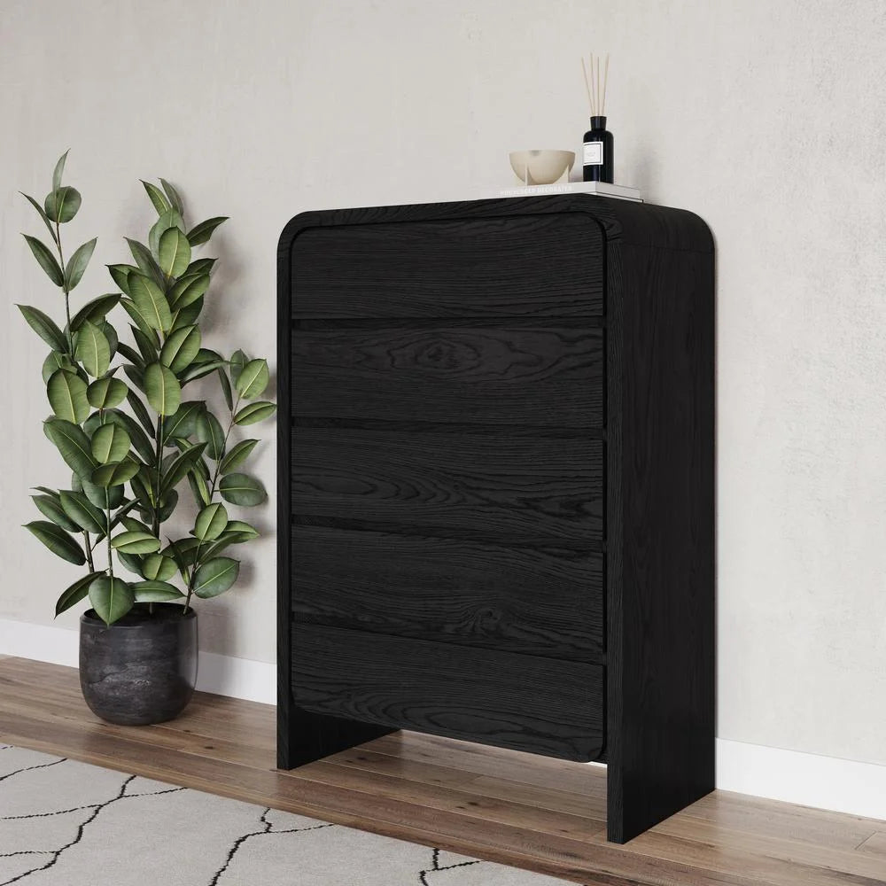 Five Drawer Chest in Jet Black Ash M1459
