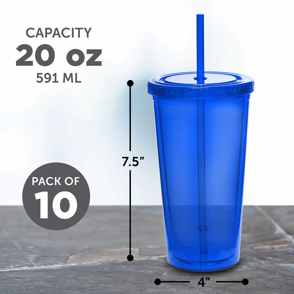 20 oz Set of 10 BPA Free Acrylic Tumblers C280193