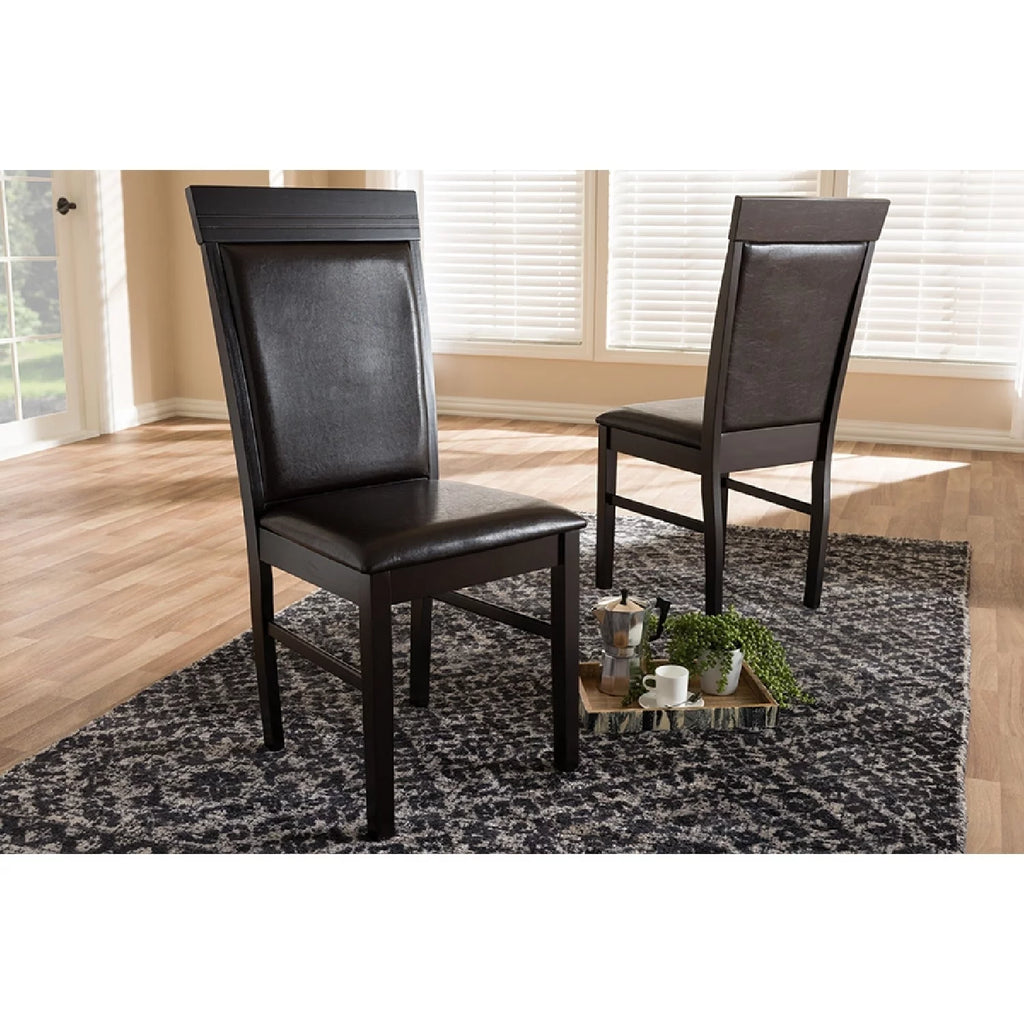 Dark Brown Faux Leather Dining Chair Set of 2 E52861