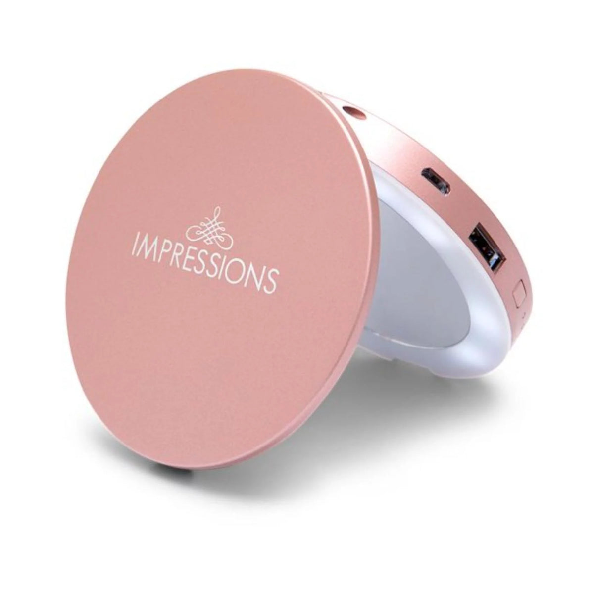 Rechargeable Lighted Round Travel Mirror with 5X Magnifying Glass P753