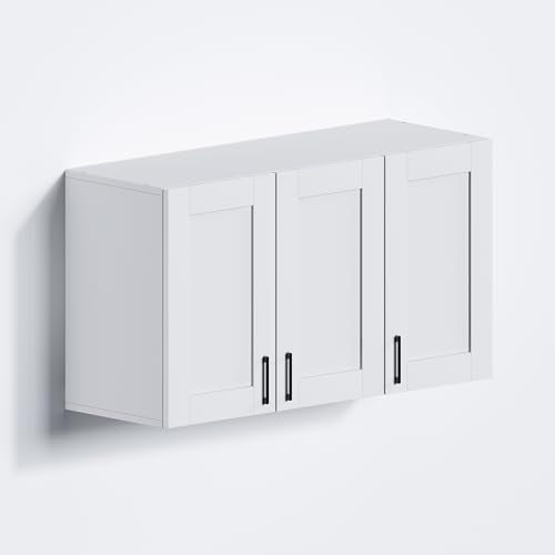 White Laundry Room Cabinets and Storage with 4 Doors and Adjustable Shelf A363018