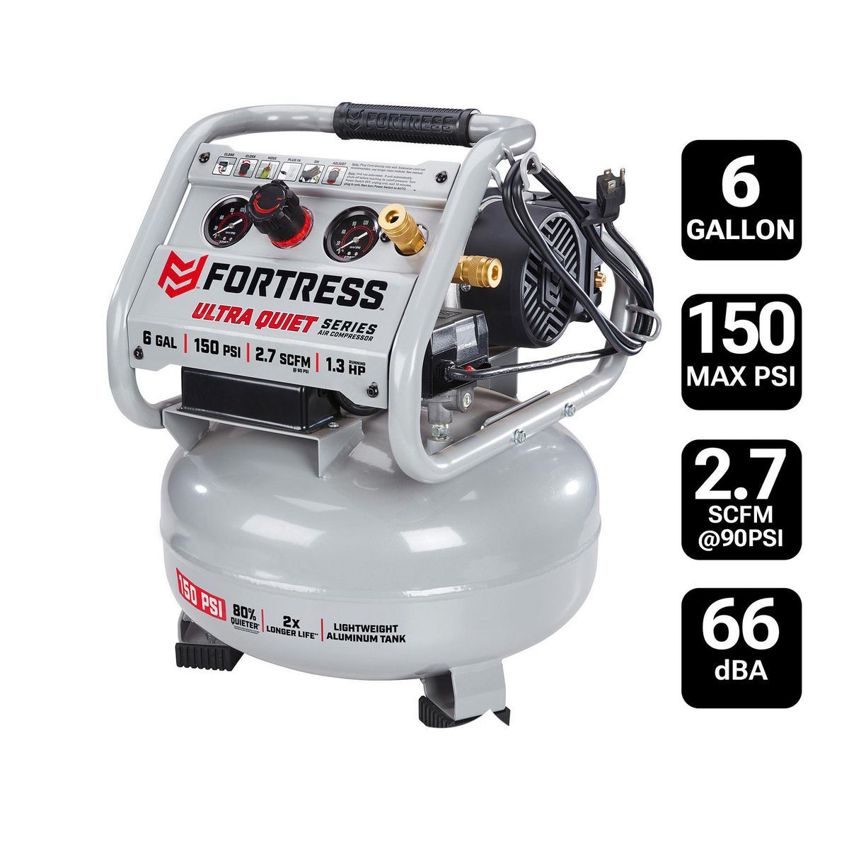 6 Gallon 150 PSI Oil-Free Pancake Air Compressor Q7555