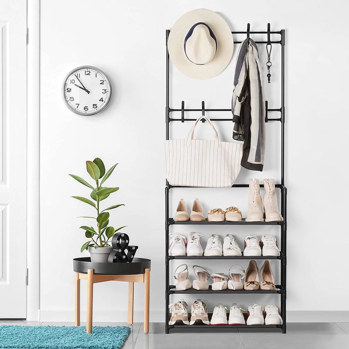 Entryway Bench with Coat Rack and Shoe Bench I215883