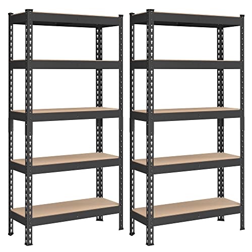 5-Tier Storage Shelves Set of 2 Black Y521