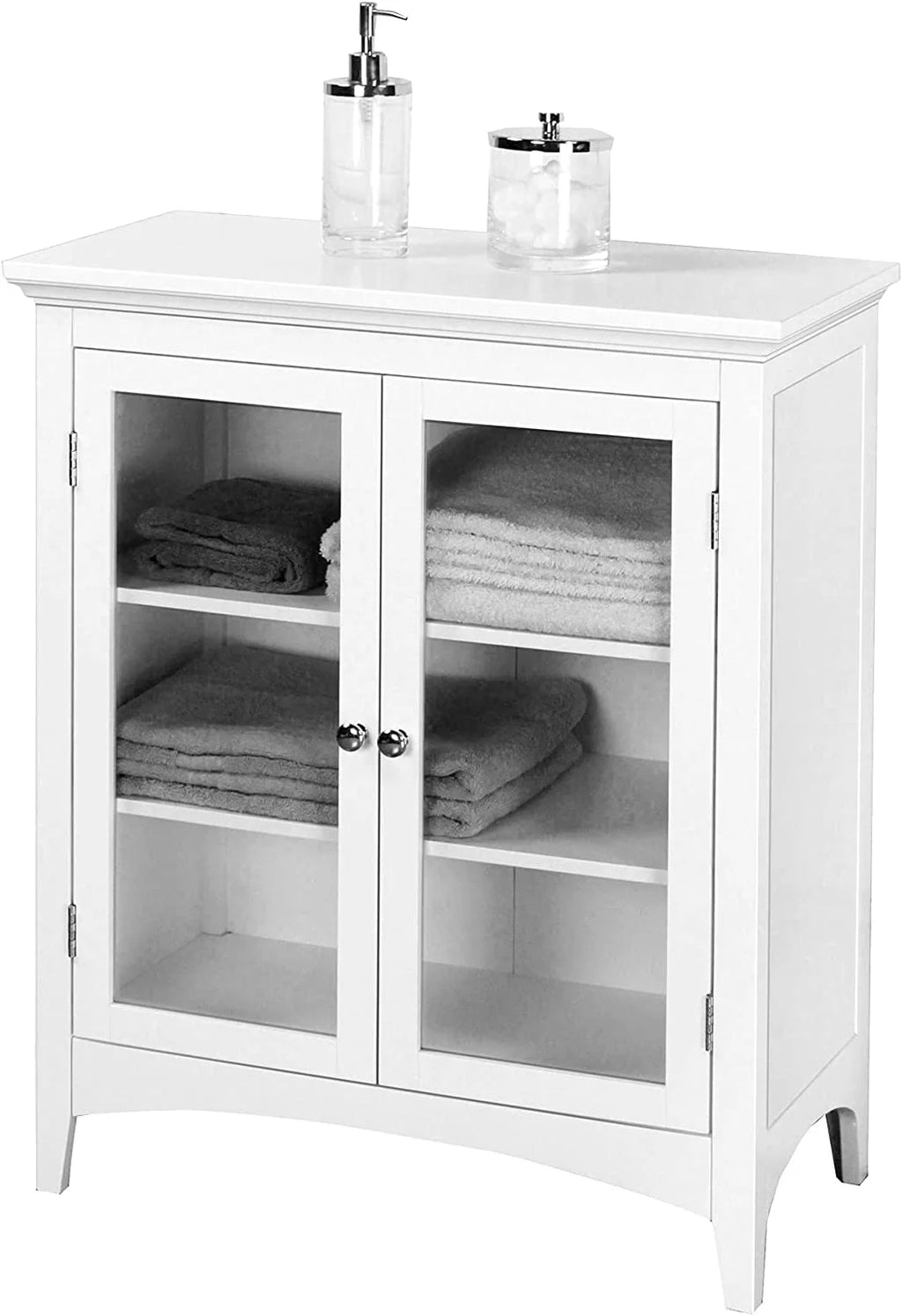 White 2-Door Wooden Floor Cabinet with Adjustable Shelves Y8589
