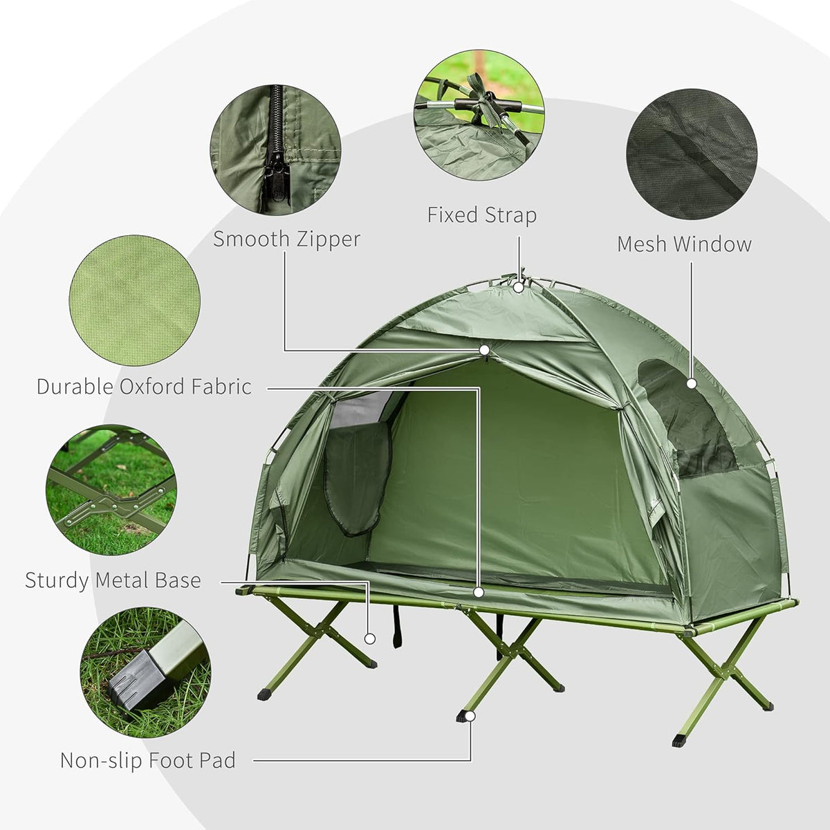 Compact Pop Up Folding Camping Cot Tent Combo Set V20279