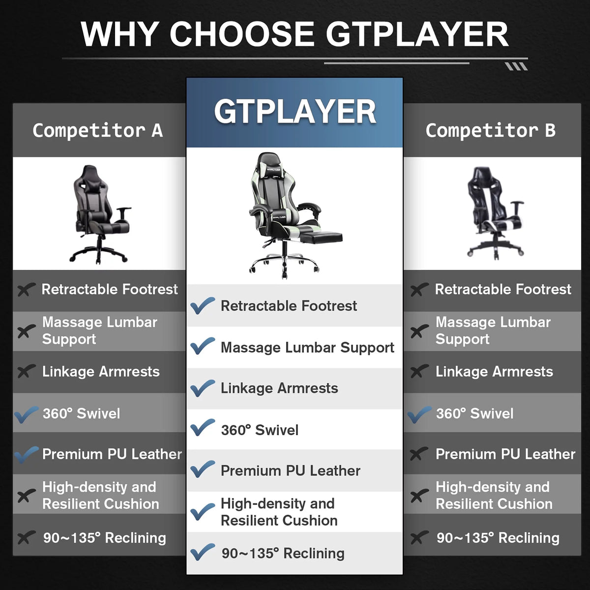 White Gaming Chair with Footrest Q55929