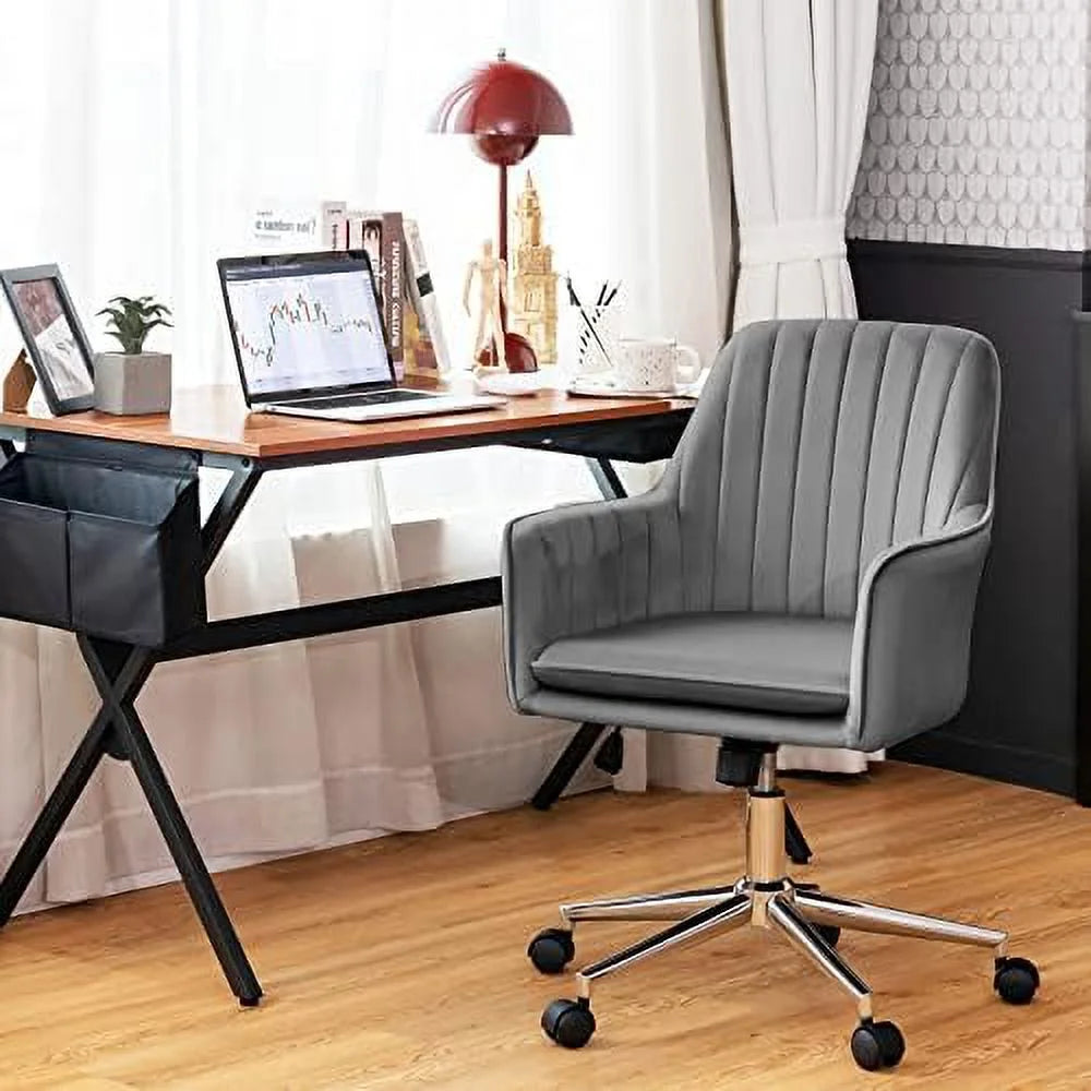 Blue Velvet Tufted Swivel Desk Chair C27675