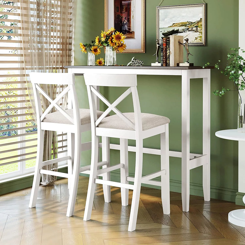 3 Piece Wood Dining Table Set with Upholstered Chairs L5386