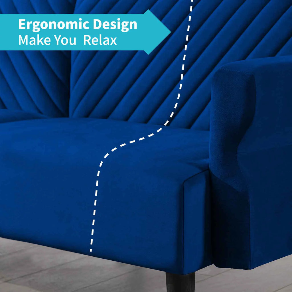 Convertible Futon Sofa Bed Blue W35854