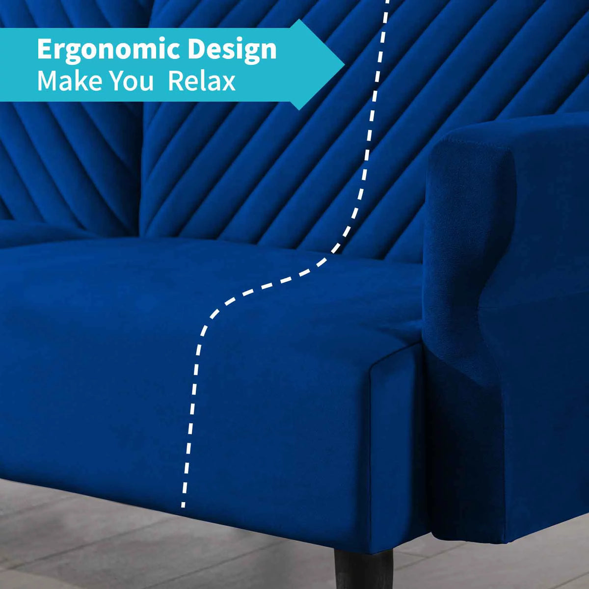 Convertible Futon Sofa Bed Blue W35854