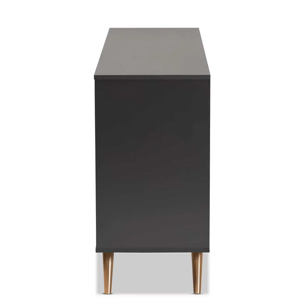 Dark Grey Gold Wood 6-Drawer Dresser D75890