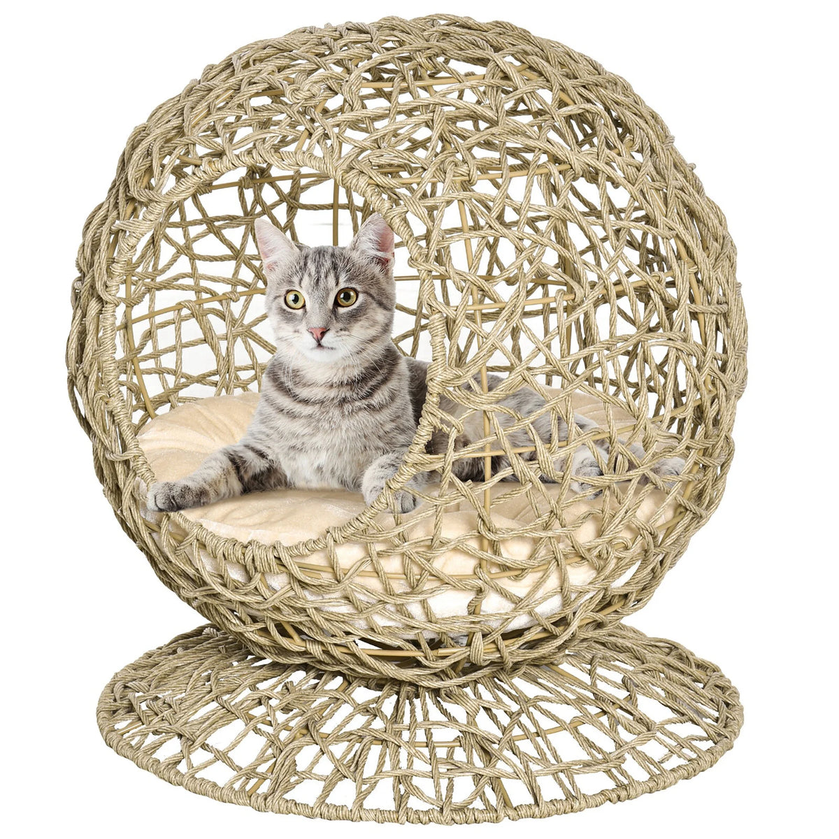 Rattan Elevated Cat Bed with Soft Cushion U606262