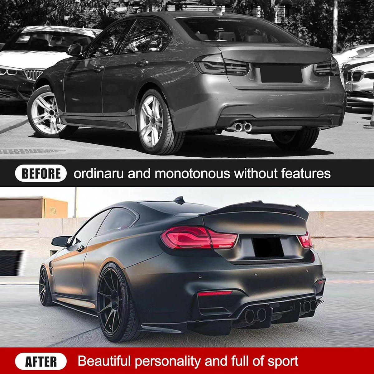 Dry Carbon Fiber Rear Trunk Spoiler Wing W1350