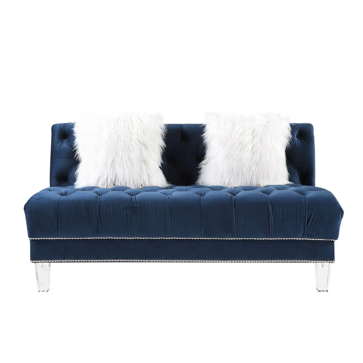 Navy Blue Velvet U-Shaped Sectional Sofa S624154