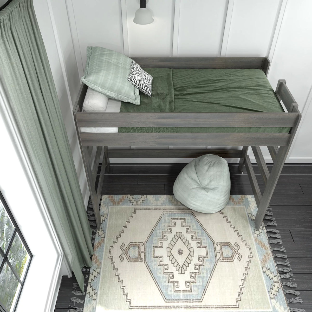 Solid Wood Twin High Loft Bed Z9917