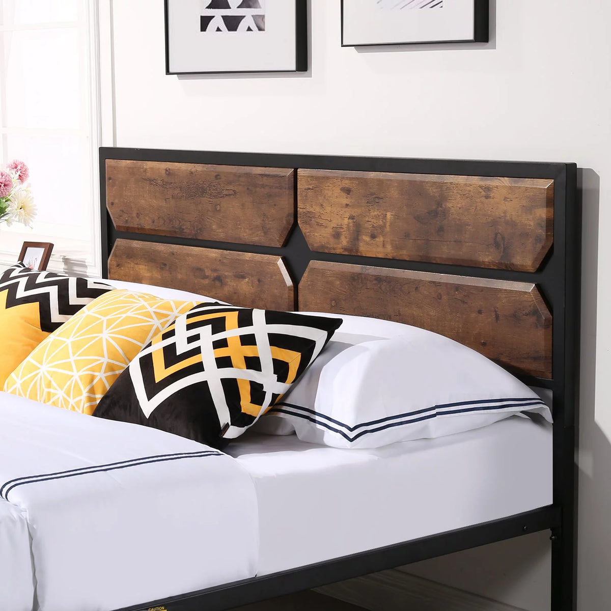 Full Size Platform Bed Frame and 2 Nightstands Set of 3 J948
