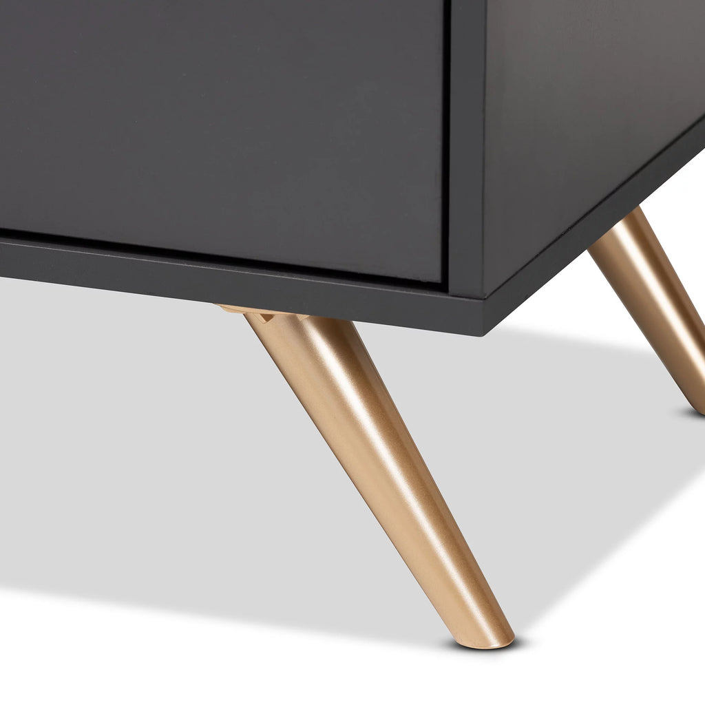Dark Grey Gold Wood 6-Drawer Dresser D75890