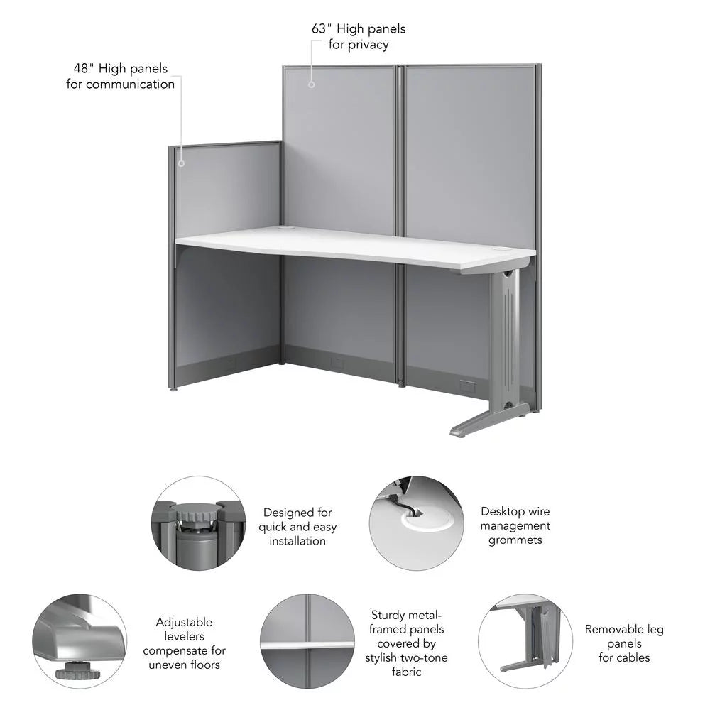 Engineered Wood Straight Cubicle Desk in Pure White S1594