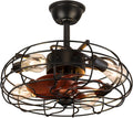 Black Caged Ceiling Fan with Lights C54355