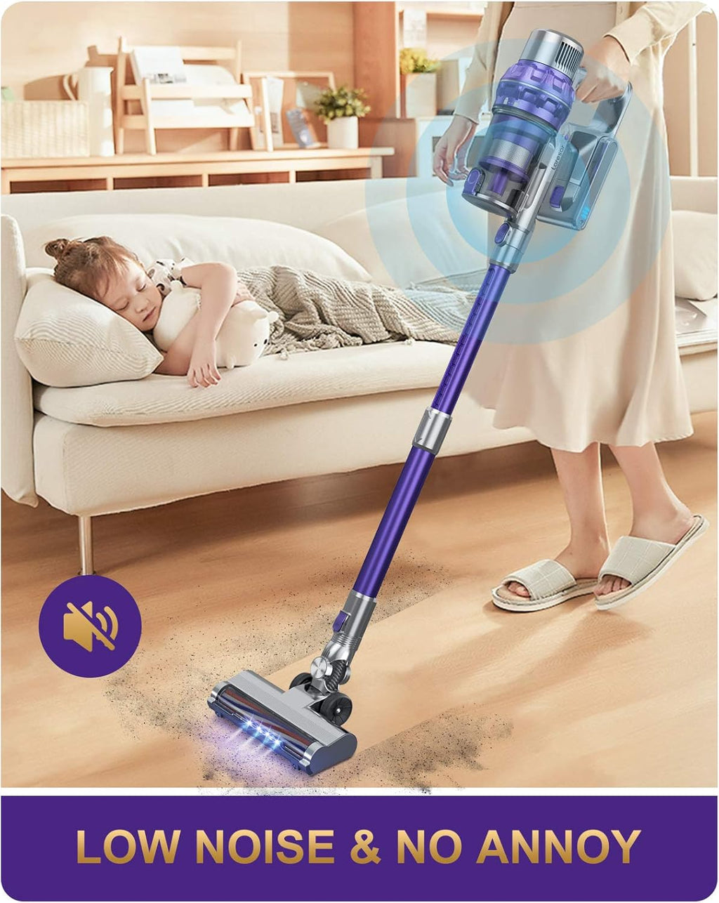 Cordless Vacuum Cleaner, 26KPA Stick Vacuum with Detachable Battery E95798