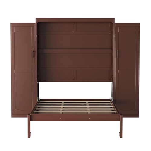 Wooden Murphy Bed with Wardrobe and Storage Shelf C487988
