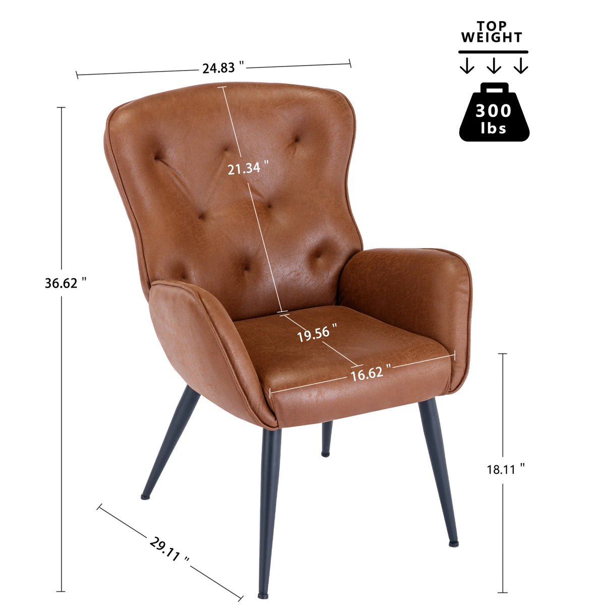 Faux Leather High Back Accent Chair with Metal Legs Z8019
