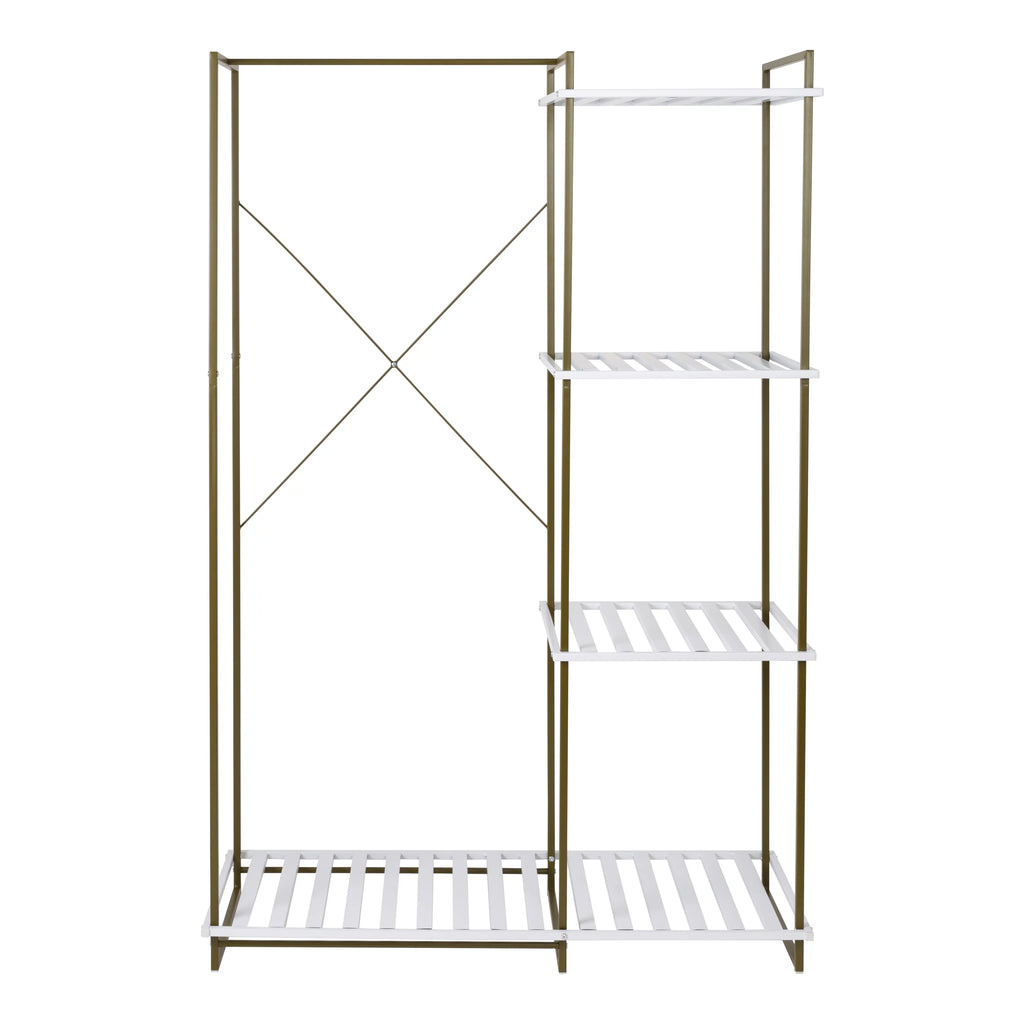 Freestanding Open Metal Closet Wardrobe with 4 Shelves V464048