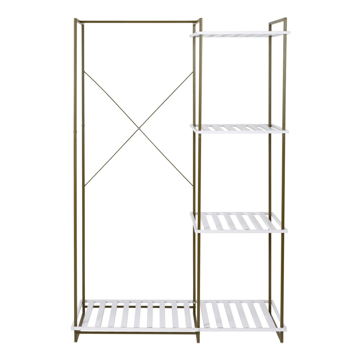 Freestanding Open Metal Closet Wardrobe with 4 Shelves V464048