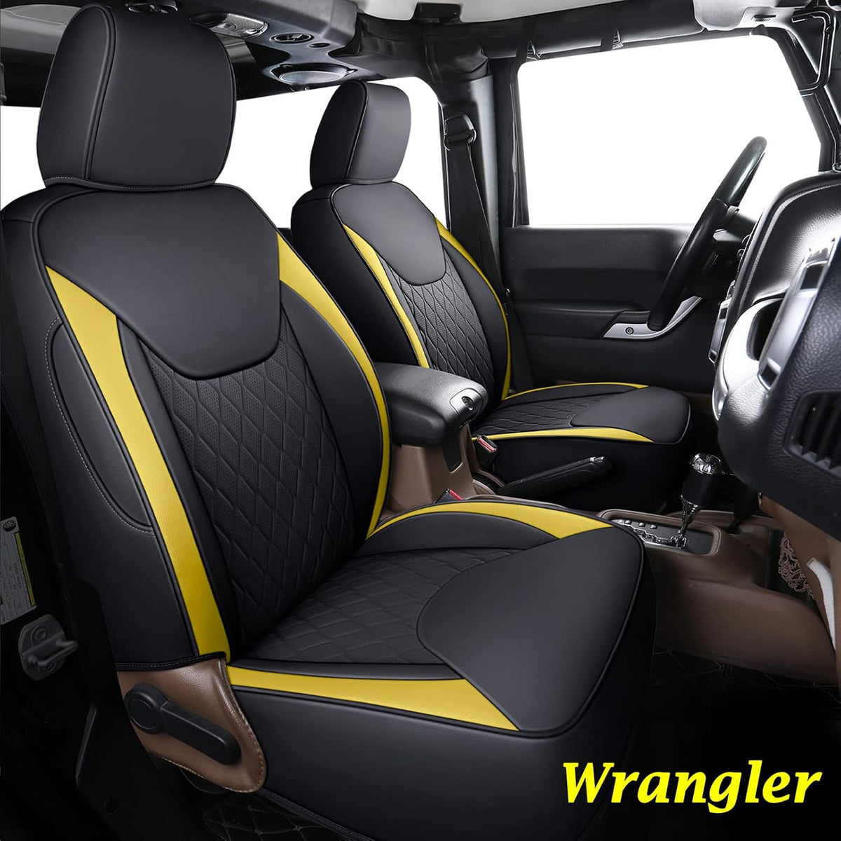 Red 4 Pieces Fabric & Leather Car Seat Covers Full Set W6916
